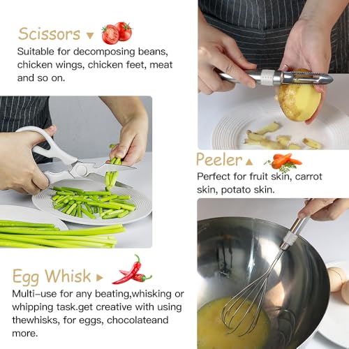 Kitchen Utensil Set-Silicone Cooking Utensils-33 Kitchen Gadgets & Spoons for Nonstick Cookware-Silicone and Stainless Steel Spatula Set-Best Kitchen Tools, Useful Pots (Cream White) - color: Cream White