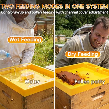 2 Pack 10 Frame Beehive Top Feeder, 6 Channels Food-Grade Bee Top Feeder for Beekeeper Honey Bee Dry and Wet Feeding
