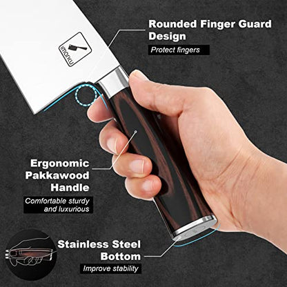 imarku Kitchen Knife, 7 Inch Ultra Sharp Butcher Knife - Japanese SUS440A Stainless Steel Meat Cleaver with Ergonomic Handle, Meat Knife for Home, Kitchen, Restaurant - color: Bronze