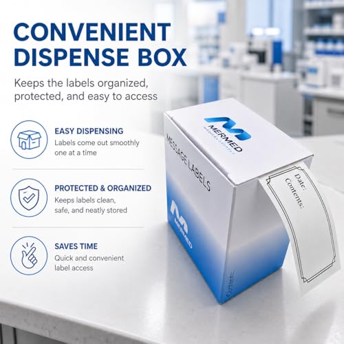 Waterproof Date & Contents Pantry Labels 1" x 2" (25.4 x50.8 mm) - 500/roll in Dispense Box – Easy-Tear Perforated Food Labels for Containers, Freezer & Meal Prep – Removable, Writable - style: Date and Contents Label