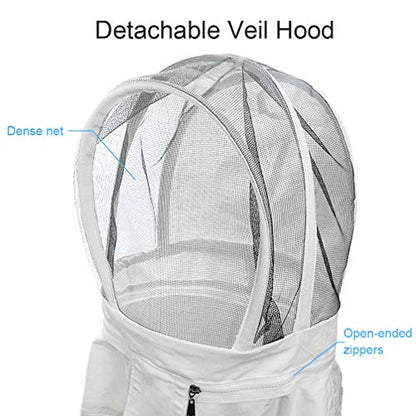 Luwint Kids Beekeeping Suits - Ventilated Bee Beekeeper Suit with Gloves and Self Supporting Veil Hood for Children (White/3'11''-4'2'' Height) - color: White/3'11''-4'2'' Height