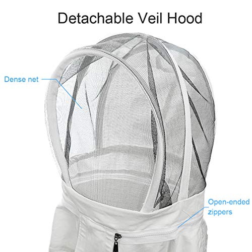 Luwint Kids Beekeeping Suits - Ventilated Bee Beekeeper Suit with Gloves and Self Supporting Veil Hood for Children (White/3'6''-3'11'' Height) - color: White/3'6''-3'11'' Height
