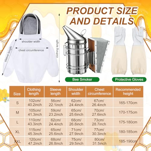 30 Pcs Beekeeping Supplies Beehive Equipment Beekeeping Starter Kit Bee Keeper Supplies All with Jacket Beehive Kit Bee Smoker Uncapping Tool for Beginners Professional Beekeepers(Medium) - size: Medium