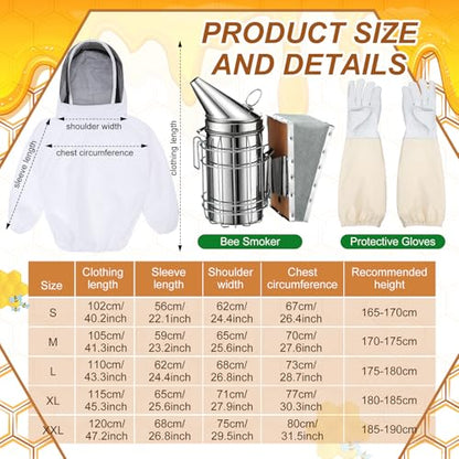 30 Pcs Beekeeping Supplies Beehive Equipment Beekeeping Starter Kit Bee Keeper Supplies All with Jacket Beehive Kit Bee Smoker Uncapping Tool for Beginners Professional Beekeepers(Medium) - size: Medium