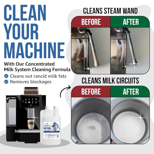 Caffenu Universal Milk System Cleaner, Alkaline Liquid, 1 Liter Bottle