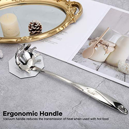 Kitchen 304 Stainless Steel Spaghetti Server – 12" Pasta Fork with Draining Holes & Anti-Slip Teeth – Rust-Resistant Noodle Ladle – Dishwasher Safe Kitchen Utensil for Everyday Use - size: B.Spaghetti Spoon
