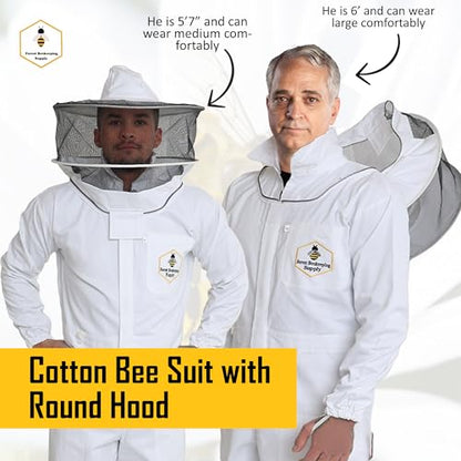 Professional Bee Suit for Men and Women, Beekeeping Suit with Bee gloves, 100% Cotton Beekeeping Suits Outfit for Hobbyists, Backyard & Commercial keepers - Large - size: Large