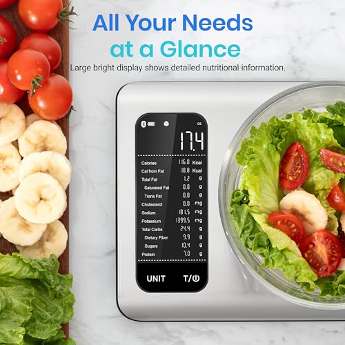 Etekcity Smart Food Kitchen Scale with Nutritional Calculator, Free App with 19 Nutrients Tracking, Calorie, Marco, Digital grams and ounces for weight loss, Premium Stainless Steel, 11lb - color: Stainless Steel 1