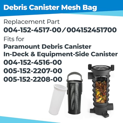 Debris Canister Fine Mesh Bag 004152451700 Replacement for Paramount Debris in-Deck & Equipment-Side Canister, 600 Micron Fine Mesh Bag for Paraskim, EDC and DDC Debris Cannister