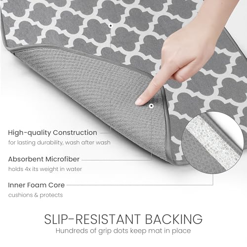 Bellemain XL Dish Mat 24" x 17" ( LARGEST MAT ) Microfiber Dish Drying Mat , Super absorbent ( Trellis ) - color: Trellis, size: 17" x 24"