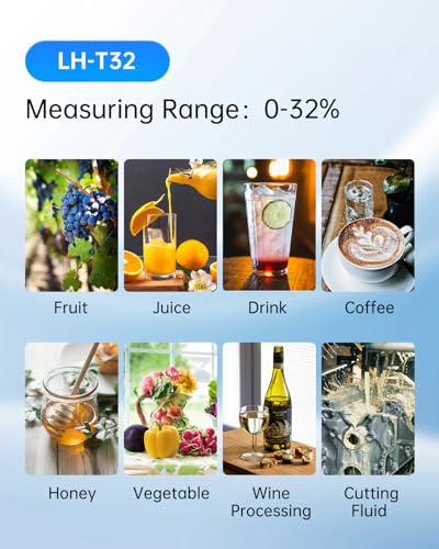LOHAND Brix Refractometer with ATC, 0-32% Brix Range, Handheld Sugar Tester | Precision Sugar Measurement for Fruit, Juice, Wine, Maple Syrup & Beverage, Built-in Automatic Temperature Compensation - size: 0-32%Brix
