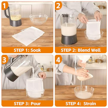 3 PCS Cheese Cloth Bag for Straining, 12 x 12 Inch Reusable Nut Milk Bag, Cheesecloth Bags for Straining, Fine Mesh Strainer Bags for Nut Milk, Juice, Coffee & Cheese Making - size: 3 PCS - 12x12 Inch