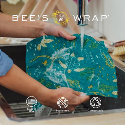 Bee's Wrap Beeswax Wraps for Bread - Beeswax Bread Wrap for Sourdough & Bread Storage - Plastic Free Made in USA Reusable Natural Food Wrap - Ocean - color: Ocean