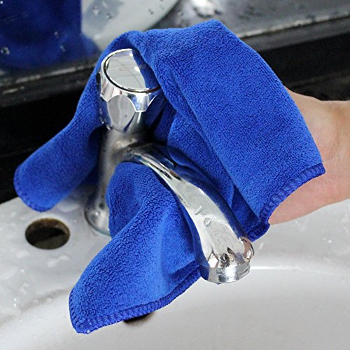 400 GSM Microfiber Cleaning Cloths,Ultra Absorbent Lint Free Reusable Towels for Kitchen, Glass, Windows, Car Detailing & Household Cleaning, Thick Quick Dry Cleaning Rags, 12" x 12" - color: Blue