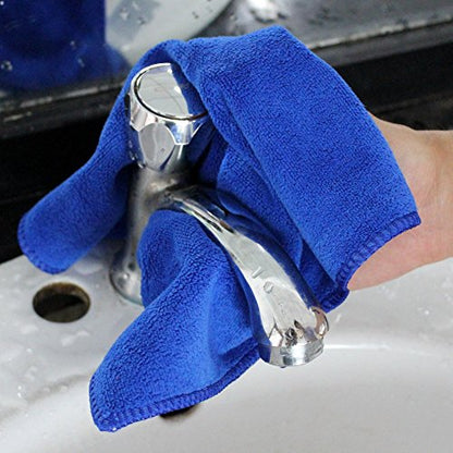 400 GSM Microfiber Cleaning Cloths,Ultra Absorbent Lint Free Reusable Towels for Kitchen, Glass, Windows, Car Detailing & Household Cleaning, Thick Quick Dry Cleaning Rags, 12" x 12" - color: Blue