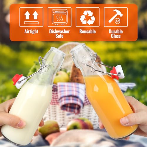 Alotpower Swing Top Glass Bottles with Airtight Lids 8oz 12Pack | Flip Top Glass Bottle for Vanilla Extract Bottles/Home Brewing/Beverages/Oil (8fl. oz, Set of 12) - size: 8fl.oz