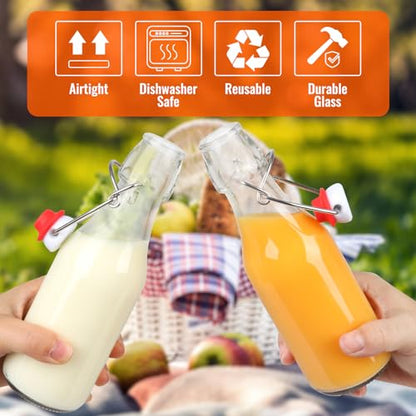 Alotpower Swing Top Glass Bottles with Airtight Lids 8oz 12Pack | Flip Top Glass Bottle for Vanilla Extract Bottles/Home Brewing/Beverages/Oil (8fl. oz, Set of 12) - size: 8fl.oz