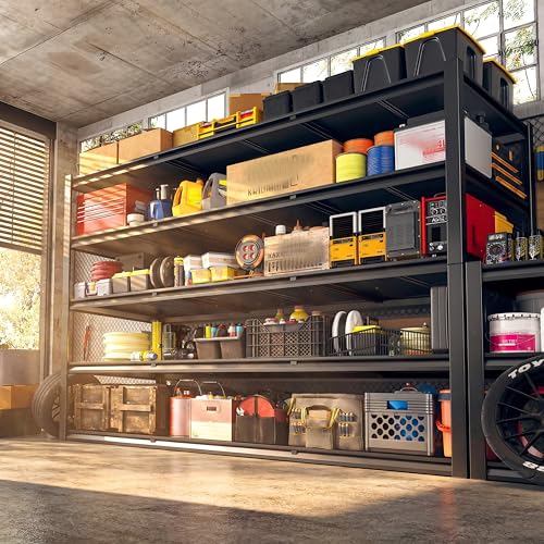 REIBII 60" W Garage Shelving Heavy Duty, 3000LBS Freestanding Metal Shelves with Double-Layer Columns and Reinforced Anti-Wobble Design for Garage, Basement, Workshop, Office - size: 60" W x 24" D x 72" H