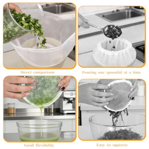 6PCS Cheese Cloth Bags for Straining, Bowl-Shaped Reusable Nylon Cheese Cloth Filter Bag, Fine Mesh Cheesecloth for Cooking Nut Milk, Juice, Dumpling Fillings, Cooking (S)