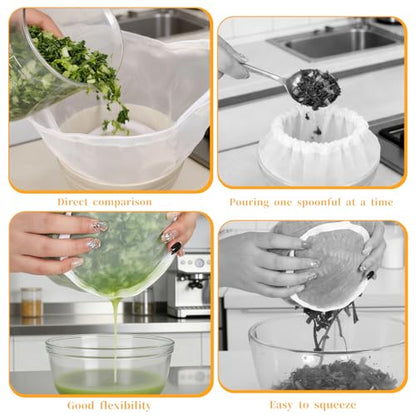 6PCS Cheese Cloth Bags for Straining, Bowl-Shaped Reusable Nylon Cheese Cloth Filter Bag, Fine Mesh Cheesecloth for Cooking Nut Milk, Juice, Dumpling Fillings, Cooking (S)