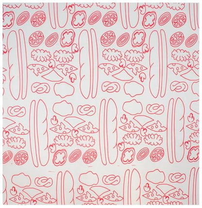 MADE IN USA 1,000 Sheets of Grease-Resistant Food Grade Waxed Kraft Deli Tissue Paper, 12" X 12" (Red Italian Sub Print) - color: Red Italian Sub Print