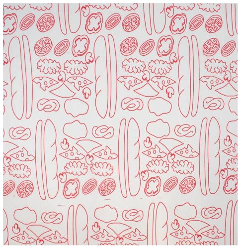 MADE IN USA 1,000 Sheets of Grease-Resistant Food Grade Waxed Kraft Deli Tissue Paper, 12" X 12" (Red Italian Sub Print) - color: Red Italian Sub Print