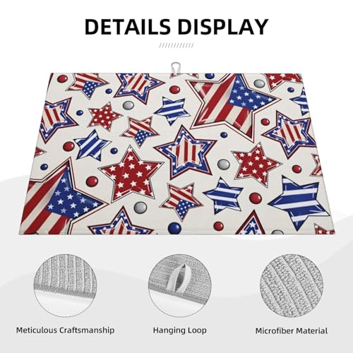 American Flag Stars Microfiber Dish Drying Mat 18x24 Inch - Absorbent Non-Slip & Quick Dry Kitchen Counter Dish Drainer Pad, Rustic Farmhouse Style - color: American Flag Stars2