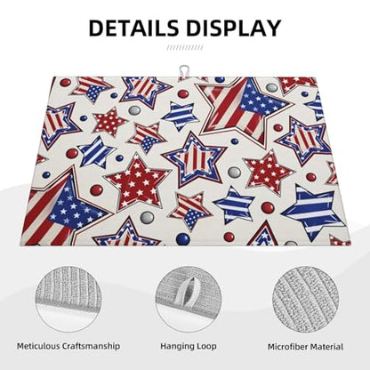 American Flag Stars Microfiber Dish Drying Mat 18x24 Inch - Absorbent Non-Slip & Quick Dry Kitchen Counter Dish Drainer Pad, Rustic Farmhouse Style - color: American Flag Stars2
