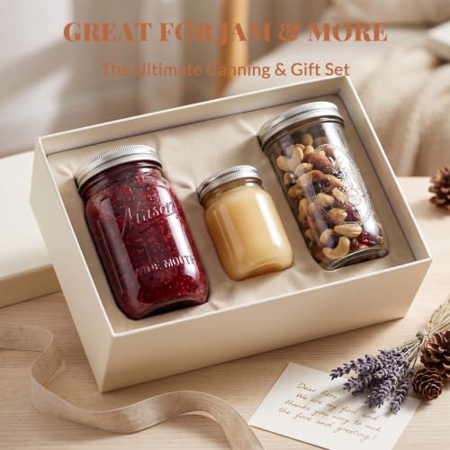 CycleMore Mason Jars Bundle, 12 Pack J Canning Jars With Bands and Lids, Ideal for Jam, Honey, Wedding/Shower Favors, DIY & Oats - 32 OZ x 4, 24 OZ x 4, 16 OZ x 4 (16oz - 24oz - 32oz) - size: Mixed Size Bundle