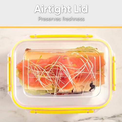 Superio Lock and Fresh Airtight Food Storage Containers with Lids for Kitchen Pantry Organization, BPA Free, Lunch, and Meal Prep Plastic Containers, 80 oz. Rectangular Sealed Container, Yellow - color: Yellow
