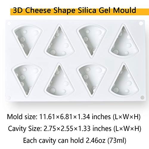 OCPO KITCHEN Cheese Silicone Baking Mold for Mousse Cake, CheeseCake, French Dessert, Pastry, Chocolate, Ice Cream, Pudding, Cake Decoration Mold, 3D Cheese Shape (8-Cavity) - style: Cheese (8-Cavity)
