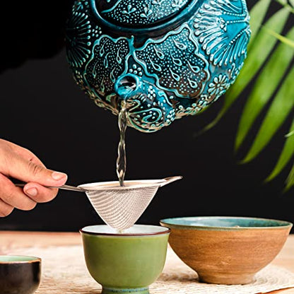 Set of 2 Stainless Steel Mesh Strainers for Kitchen - 5.5 inch Round Fine Mesh Strainer & 3.4 inch Conical Strainer Fine Mesh - Ideal to Sieve Pasta Noodles, Quinoa, Tea, Coffee, Juices, Flour - size: 5.5 inch & 3.4 inch