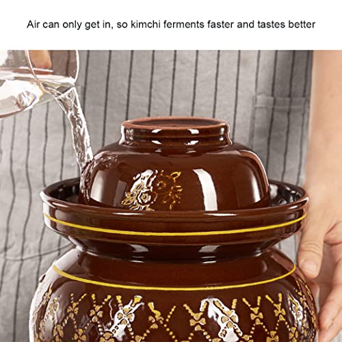 ZHOUXIAO Pickle Jar Ceramic Jar with Lid,Traditional Chinese Fermentation Kit Crock with Water Seal Airlock Lid, Fermentation Jar for Pickles,Kimchi,Sauerkraut,Kombucha Jar 7KG