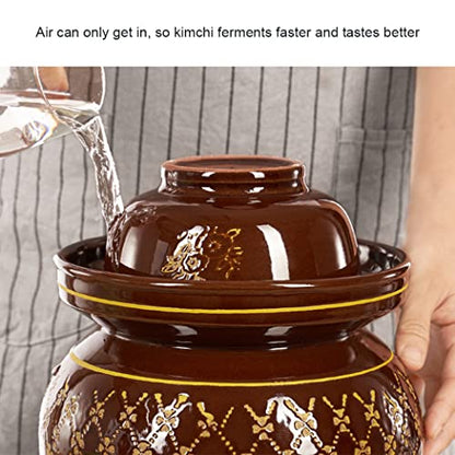 ZHOUXIAO Pickle Jar Ceramic Jar with Lid,Traditional Chinese Fermentation Kit Crock with Water Seal Airlock Lid, Fermentation Jar for Pickles,Kimchi,Sauerkraut,Kombucha Jar 7KG