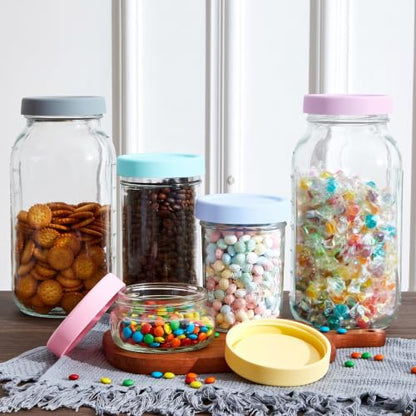 Teenyyou 12 Pcs Silicone Wide Mouth Lids Mason Jar Lids Thickened Leak Proof Lid for 86 mm All Wide Mouth Mason Jars, Reusable Large Canning Jar Caps(Macaron) - color: Macaron, size: 86 mm