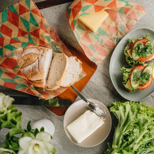 SUPERBEE Beeswax Bread Wrap, Reusable Beeswax Wrap for Food, Wrap Bread, Reusable Bees Wrap Paper for Wrapping Vegetables, Cheese Paper, Bowl Covers and Sandwich Wrapping, XXL (Retro Vibes) - color: Retro Vibes