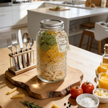 64oz Glass Mason Jars Wide Mouth 3-Pack with Airtight & Leakproof Lids | Half Gallon Canning Jars with Silver Split Lids, Large Containers for Pantry, Fermenting, Pickling, Cold Brew, DIY Projects - color: Clear01-64oz