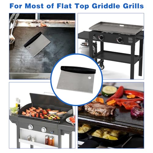 YBTMG Multipurpose Stainless Steel Grill Scraper for Outdoor Grill, Flat Top BBQ Scraper for Blackstone Griddle, Dough Scraper Cutter with Hanging Hole and Scale Mark