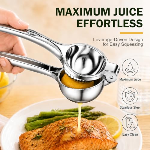 Lemon Squeezer & Zester Set, Large Bowl Stainless Steel Citrus Juicer, Heavy Duty Handheld Lime Press with Seed Filter, Lime Juicer and Citrus Grater for Cocktails, Cooking & Cheese