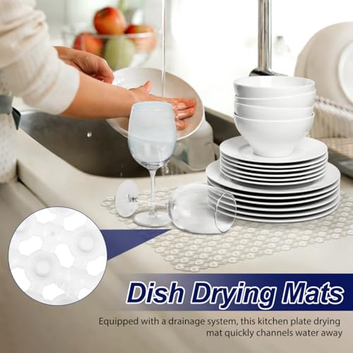 Hemobllo Sink Protectors for Kitchen, PVC Kitchen Mats Protector for Bottom of Farmhouse Sink And Dishes, Countertop Dish Drying Mat and Shelf Liner for Bathroom Counter, 15.75"x11.81"