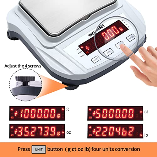 Lab Scale 2000g/0.01g High Precision Digital Scale with 1kg Weights Analytical Balance Electronic Scale for Kitchen Lab Weighing - style: 2000g x 0.01g with weight