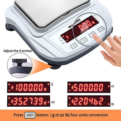 Lab Scale 2000g/0.01g High Precision Digital Scale with 1kg Weights Analytical Balance Electronic Scale for Kitchen Lab Weighing - style: 2000g x 0.01g with weight