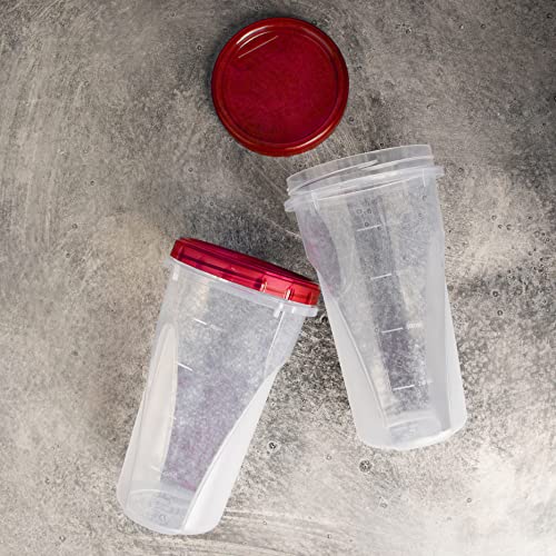 PLASTICPRO 48 Ounce Twist Top Deli Containers Clear bottom With Red Top Twist on Lids Reusable, Stackable, Food Storage Freezer Container Pack of 4 - color: Red
