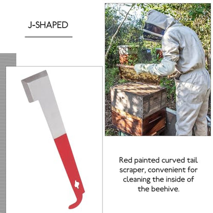 minkissy Curved Hook Hive Tool Beekeeping Stainless Steel 2.5mm Thick Beehive Scraper and Frame Lifter Wine Red for Hive Maintenance and Bee Keeping Supplies