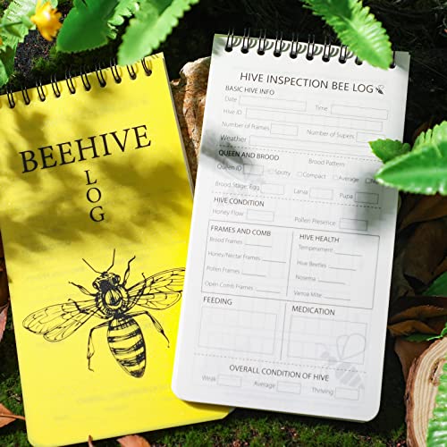 PerKoop 6 Pack Beekeeping Log Book Beekeepers Tracking Journal Beehive Log Waterproof Bee Hive Inspection Notebook Gift for Beekeepers Honey Bee Farming Tracker, 4 x 7.5 Inch