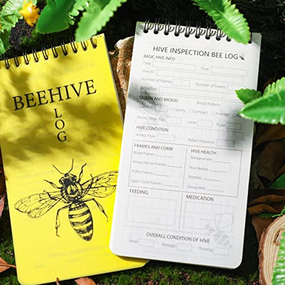 PerKoop 6 Pack Beekeeping Log Book Beekeepers Tracking Journal Beehive Log Waterproof Bee Hive Inspection Notebook Gift for Beekeepers Honey Bee Farming Tracker, 4 x 7.5 Inch