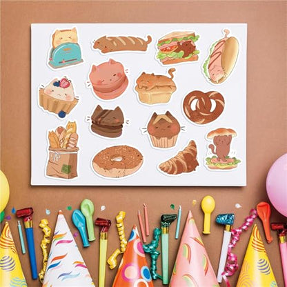 50PCS Kawaii Stickers Animal Food Word Cute Vinyl Sticker Decals Waterproof Aesthetic for Wall Laptop Bike Car Bumper Helmet Water Bottle for Kids Girls Aesthetic Stickers (Colourful-3) - color: Colourful-3