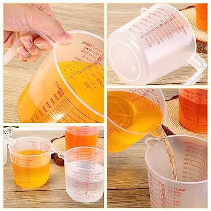 Kanayu 36 Pcs Plastic Measuring Cup Clear Measuring Mug with Spout and Handle Grip Capacity Clear Graduated Pitcher for Kitchen Flour Water Liquids (Red,32 oz, 4 Cups) - color: Red, size: 32 oz, 4 Cups