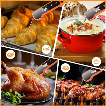 Digital Meat Thermometer for Cooking, Fast Reading Thermometer with IP67 Waterproof, ±0.5 ℉ Accuracy Kitchen Thermometer, Easy to Use, Meat Thermometer Digital for Candy, Grill, BBQ, Brewing