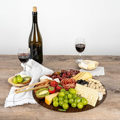 Restaurantware Cater Tek 13.8 Inch Charcuterie Boards 10 Faux Wood Cheese Boards - Round Stackable Dark Paper Cardboard Charcuterie Boards Disposable For Serving At Catered Events - color: Dark, size: 13 3/4"